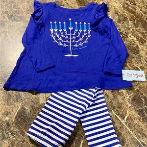 NWT Cat & Jack 3T Girl’s Hanukkah 2 Piece Outfit